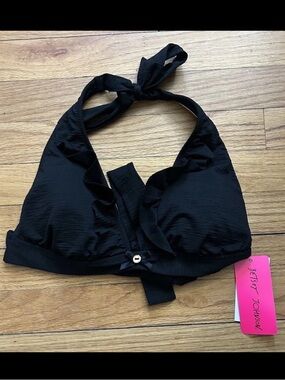 Betsey Johnson Black Halter Bikini Top